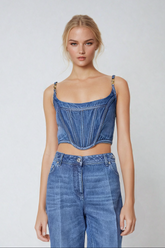 Taylor Corset Spaghetti Denim Top
